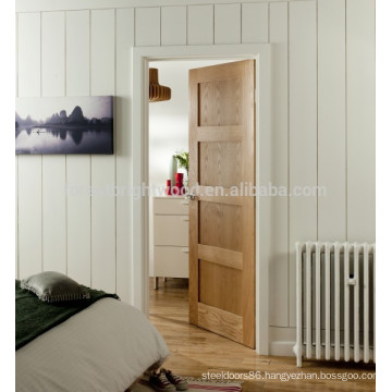 Shaker white oak 4 panel door for bedroom, crown cut veneer door